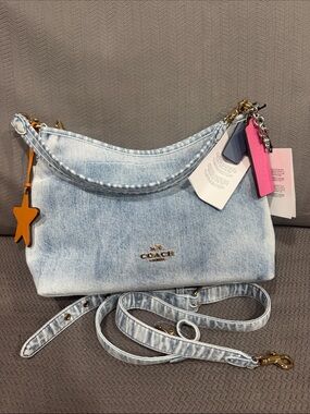 COACH laurel Light Blue Denim Shoulder Bag with Star Charm